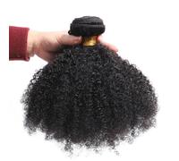 Hair Bundles Afro Kinky Curly Bundles Human Hair for Black Women Natural Fluffy Hair Extensions Afro Curly Weave Bundles Natural Color Human Hair Bundles(18 inches)