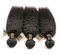 Hair Bundles Brazilian Bundles Yaki Straight Human Hair 8a Non-Remy Hair Kinky Straight 3 Bundles Natural Color Thick Bundles Human Hair Bundles(24 24 24 (3 pcs))