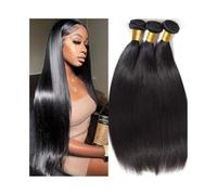 Hair Bundles Human Hair Bundles 10-28 Inch Brazilian Remy Hair Weave Bone Straight Hair Bundles Human Hair Extensions(26inches 1pc)