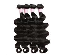 Hair Bundles Natural Black Color Body Wave Bundles Human Hair Brazilian Weaving 3/4 Bundles Hair Heat Resistant Raw Hair Extensions Human Hair Bundles(1PC 24inches)