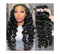Hair Bundles Raw Peruvian Hair Weave Bundles Human 30 Inch Loose Wave Bundle Remy Extensions1/ 3/4 for Women(16inches)