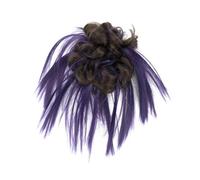 Hair Buns Accessories 2pcs Messy Hair Bun Piece Updo Fake Scrunchies Extension Wavy Curly Hairpieces Ponytail Chignon Headband for Women Hair Piece(Brown Purple)