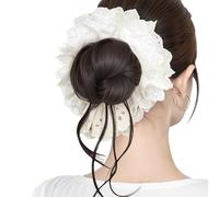 Hair Buns Extensions - Curly Lace Ponytail Clip, Hair Wrapper | Large Wavy Curly Elastic Hair Bun, Scrunchies Ponytail Extensions Fashionable Styling Accessory With Gripontw