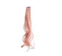Hair Buns Hair Piece Long Curly Hair Color Piece Extensions Clip In Highlight Rainbow Streak Pink Synthetic Strands On Clips(12 pcs,NC/4HL)