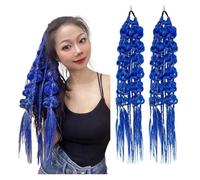 Hair Buns Hair Piece Long Rainbow Color Bubble Ponytail Extension Puff Wrap Synthetic Braid Rubber Fake Hair For Women Sweet Girls(019 B79)