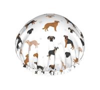 Hair Cap for Shower - Back Labrador Retriever Dog Double Layer Shower Cap Reusable Waterproof, Large Shower Cap for Women, Hair Cap for Shower with Peva Lining and Elastic Rope