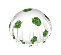 Hair Cap for Shower - Bell Pepper cute Double Layer Shower Cap Reusable Waterproof, Large Shower Cap for Women, Hair Cap for Shower with Peva Lining and Elastic Rope