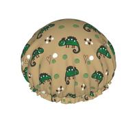 Hair Cap for Shower - Cartoon Funny Cute Lizard Green Large Shower Cap Reusable Waterproof, Double Layer Shower Cap for Women, Hair Cap for Shower with Peva Lining and Elastic Rope