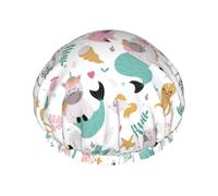 Hair Cap for Shower - Cartoon octopus crab Double Layer Shower Cap Reusable Waterproof, Large Shower Cap for Women, Hair Cap for Shower with Peva Lining and Elastic Rope