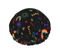 Hair Cap for Shower - Cartoon Pride Lgbt Double Layer Shower Cap Reusable, Large Shower Cap for Women, Hair Cap for Shower with Peva Lining and Elastic Rope
