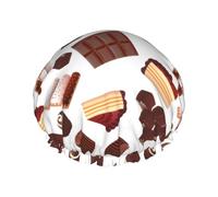 Hair Cap for Shower - Chocolate Dessert Print Large Shower Cap Reusable Waterproof, Double Layer Shower Cap for Women, Hair Cap for Shower with Peva Lining and Elastic Rope