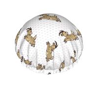 Hair Cap for Shower - Classic Cartoon Cute Goat_A Double Layer Shower Cap Reusable Waterproof, Large Shower Cap for Women, Hair Cap for Shower with Peva Lining and Elastic Rope