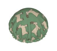 Hair Cap for Shower - Classic Cute Goat Green Large Shower Cap Reusable Waterproof, Double Layer Shower Cap for Women, Hair Cap for Shower with Peva Lining and Elastic Rope