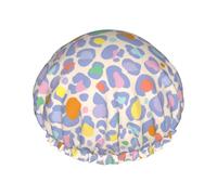 Hair Cap for Shower - Colorful rainbow leopard spot Large Shower Cap Reusable Waterproof, Double Layer Shower Cap for Women, Hair Cap for Shower with Peva Lining and Elastic Rope
