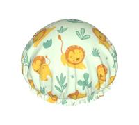 Hair Cap for Shower - Cute Baby Lion Large Shower Cap Reusable Waterproof, Double Layer Shower Cap for Women, Hair Cap for Shower with Peva Lining and Elastic Rope