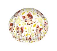 Hair Cap for Shower - Cute Cartoon Leaf Cat Large Shower Cap Reusable Waterproof, Double Layer Shower Cap for Women, Hair Cap for Shower with Peva Lining and Elastic Rope