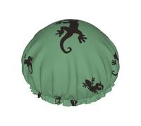 Hair Cap for Shower - Cute Gecko Lizard Green_B Large Shower Cap Reusable Waterproof, Double Layer Shower Cap for Women, Hair Cap for Shower with Peva Lining and Elastic Rope