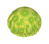 Hair Cap for Shower - Cute Limes Kelly Green Double Layer Shower Cap Reusable, Large Shower Cap for Women, Hair Cap for Shower with Peva Lining and Elastic Rope
