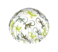 Hair Cap for Shower - Cute Lizard Gecko_A Double Layer Shower Cap Reusable Waterproof, Large Shower Cap for Women, Hair Cap for Shower with Peva Lining and Elastic Rope