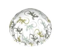 Hair Cap for Shower - Cute Lizard Gecko Green_C Large Shower Cap Reusable Waterproof, Double Layer Shower Cap for Women, Hair Cap for Shower with Peva Lining and Elastic Rope