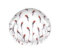 Hair Cap for Shower - Cute Macaw Red Parrot Large Shower Cap Reusable Waterproof, Double Layer Shower Cap for Women, Hair Cap for Shower with Peva Lining and Elastic Rope