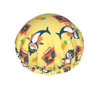 Hair Cap for Shower - cute smiling sharks Double Layer Shower Cap Reusable Waterproof, Large Shower Cap for Women, Hair Cap for Shower with Peva Lining and Elastic Rope