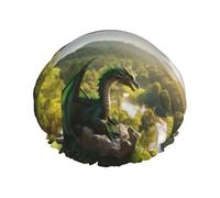 Hair Cap for Shower - Deep Forest Stone Green Dragon Double Layer Shower Cap Reusable, Large Shower Cap for Women, Hair Cap for Shower with Peva Lining and Elastic Rope