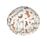 Hair Cap for Shower - Dog ball bird woof Double Layer Shower Cap Reusable, Large Shower Cap for Women, Hair Cap for Shower with Peva Lining and Elastic Rope