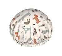 Hair Cap for Shower - Dog ball bird woof Large Shower Cap Reusable Waterproof, Double Layer Shower Cap for Women, Hair Cap for Shower with Peva Lining and Elastic Rope
