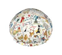 Hair Cap for Shower - Dogs Funny Pets Double Layer Shower Cap Reusable Waterproof, Large Shower Cap for Women, Hair Cap for Shower with Peva Lining and Elastic Rope