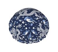 Hair Cap for Shower - Dragon B Double Layer Shower Cap Reusable, Large Shower Cap for Women, Hair Cap for Shower with Peva Lining and Elastic Rope