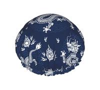 Hair Cap for Shower - Dragon C Large Shower Cap Reusable Waterproof, Double Layer Shower Cap for Women, Hair Cap for Shower with Peva Lining and Elastic Rope