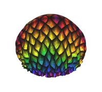 Hair Cap for Shower - Dragon Scales Double Layer Shower Cap Reusable, Large Shower Cap for Women, Hair Cap for Shower with Peva Lining and Elastic Rope