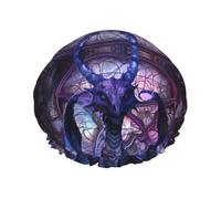 Hair Cap for Shower - Fantasy Dragon In Cathedral Double Layer Shower Cap Reusable, Large Shower Cap for Women, Hair Cap for Shower with Peva Lining and Elastic Rope