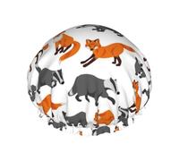 Hair Cap for Shower - Fox and Skunk Double Layer Shower Cap Reusable Waterproof, Large Shower Cap for Women, Hair Cap for Shower with Peva Lining and Elastic Rope