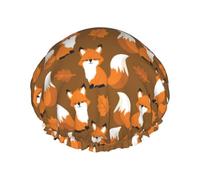 Hair Cap for Shower - Fox Maple Large Shower Cap Reusable Waterproof, Double Layer Shower Cap for Women, Hair Cap for Shower with Peva Lining and Elastic Rope