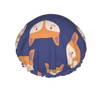 Hair Cap for Shower - Fox Pattern Large Shower Cap Reusable Waterproof, Double Layer Shower Cap for Women, Hair Cap for Shower with Peva Lining and Elastic Rope