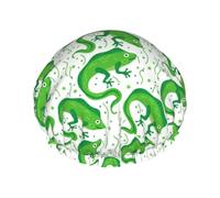 Hair Cap for Shower - Funny Chameleon Lizard Green Large Shower Cap Reusable Waterproof, Double Layer Shower Cap for Women, Hair Cap for Shower with Peva Lining and Elastic Rope