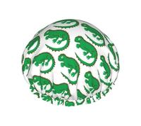 Hair Cap for Shower - Funny Cute Lizard Green_A Large Shower Cap Reusable Waterproof, Double Layer Shower Cap for Women, Hair Cap for Shower with Peva Lining and Elastic Rope