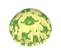 Hair Cap for Shower - Funny Frogs Double Layer Shower Cap Reusable, Large Shower Cap for Women, Hair Cap for Shower with Peva Lining and Elastic Rope