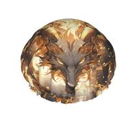 Hair Cap for Shower Golden Horned White Dragon Double Layer Shower Cap Reusable Water-resistant, Large Shower Cap for Women, Hair Cap for Shower with Peva Lining and Elastic Rope