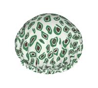 Hair Cap for Shower - green leopard print design Double Layer Shower Cap Reusable, Large Shower Cap for Women, Hair Cap for Shower with Peva Lining and Elastic Rope