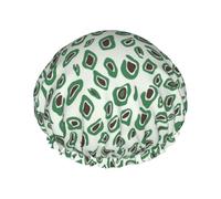 Hair Cap for Shower - green leopard print design Double Layer Shower Cap Reusable Waterproof, Large Shower Cap for Women, Hair Cap for Shower with Peva Lining and Elastic Rope