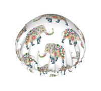 Hair Cap for Shower - Indian Elephant Double Layer Shower Cap Reusable Waterproof, Large Shower Cap for Women, Hair Cap for Shower with Peva Lining and Elastic Rope