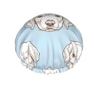 Hair Cap for Shower - Labrador Retriever Dog Blue Double Layer Shower Cap Reusable Waterproof, Large Shower Cap for Women, Hair Cap for Shower with Peva Lining and Elastic Rope