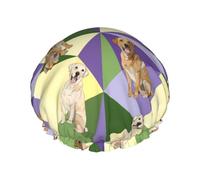 Hair Cap for Shower - Labrador Retriever Dog Green Purple Large Shower Cap Reusable Waterproof, Double Layer Shower Cap for Women, Hair Cap for Shower with Peva Lining and Elastic Rope