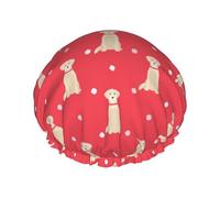 Hair Cap for Shower - Labrador Retriever Dog Pink Large Shower Cap Reusable Waterproof, Double Layer Shower Cap for Women, Hair Cap for Shower with Peva Lining and Elastic Rope