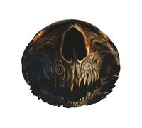Hair Cap for Shower - Metal Evil Skull Double Layer Shower Cap Reusable Water-resistant, Large Shower Cap for Women, Hair Cap for Shower with Peva Lining and Elastic Rope
