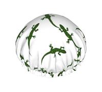 Hair Cap for Shower - Modern Cute Gecko Lizard Green Large Shower Cap Reusable Waterproof, Double Layer Shower Cap for Women, Hair Cap for Shower with Peva Lining and Elastic Rope