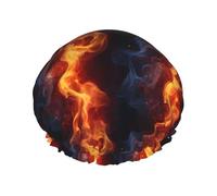 Hair Cap For Shower - Red Flame Pattern Q Print Double Layer Reusable Waterproof Shower Cap With Peva Lining And Elastic Rope, Large Shower Cap For Women And Men Color188